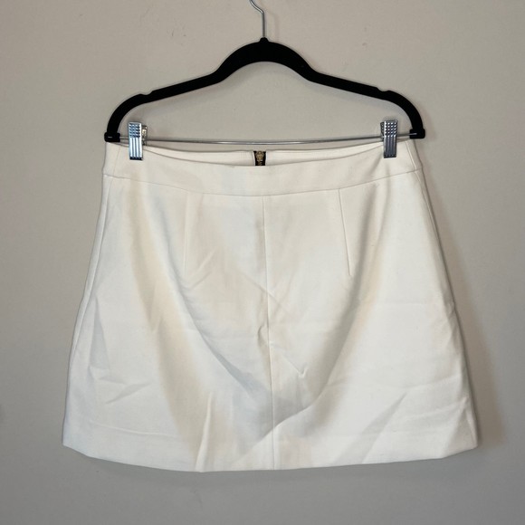 Express White Black Front Zip Mini Skirt Size 12 NWT Color Block - Picture 3 of 8
